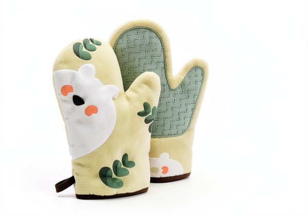 Silicone Oven Mitt COLLBATH Green Oval Baking Gloves Heat Resistant-3
