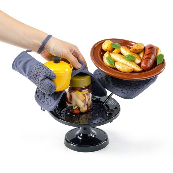 Oven Mitts bogo Brands 6‑in‑1 Extra‑Long Gray Silicone Grip Kitchen-7