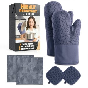 Oven Mitts bogo Brands 6‑in‑1 Extra‑Long Gray Silicone Grip Kitchen-0