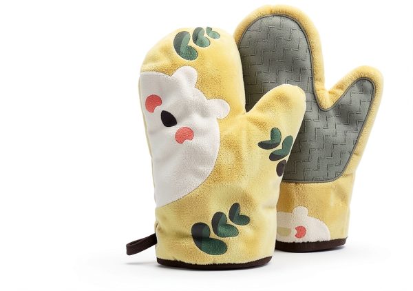 Silicone Oven Mitt COLLBATH Green Oval Baking Gloves Heat Resistant-4