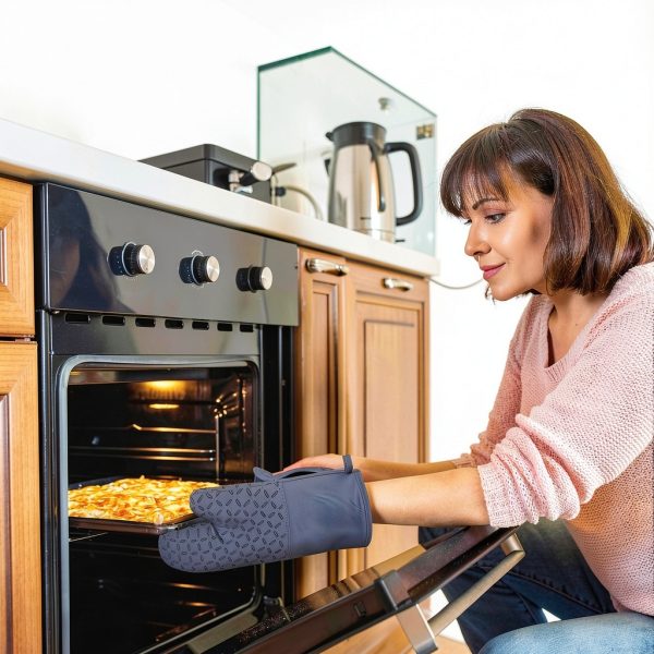 Oven Mitts bogo Brands 6‑in‑1 Extra‑Long Gray Silicone Grip Kitchen-4