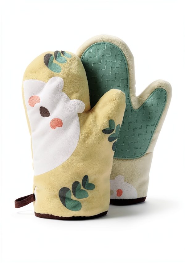 Silicone Oven Mitt COLLBATH Green Oval Baking Gloves Heat Resistant-8