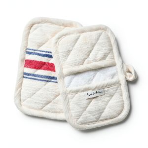 Sur La Table French Stripe Mini Mitts, Set of 2, White-0