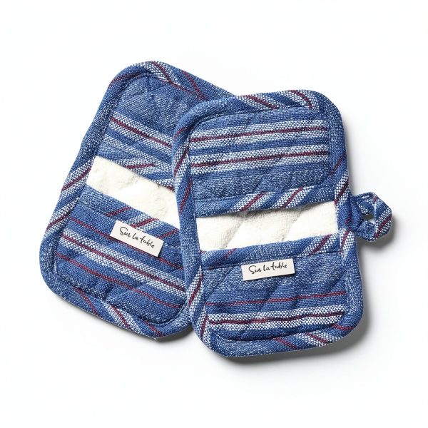 Sur La Table Blue Stripe Mini Mitts Set of 2 Recycled Oven Mitts-0
