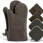 Oven Mitts Set USMATEK 6‑Piece Heat‑Resistant Silicone Gloves &-0