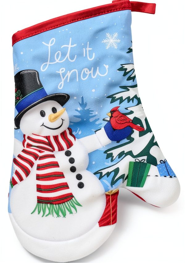 Snowman Oven Mitt Set Generic Cotton Mitt and Matching Towel-2