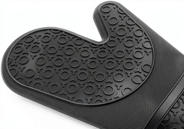 Long Professional Silicone Oven Mitts with Quilted Liner, Durable Heat Resistant Oven Gloves, Heat Resistant Oven Gloves,2pcs (Black, 14.2inch)-2