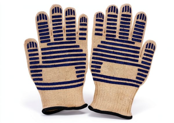 Oven Mitts, Heat Resistant Cotton Gloves for Kitchen, BBQ & Microwave, White-1