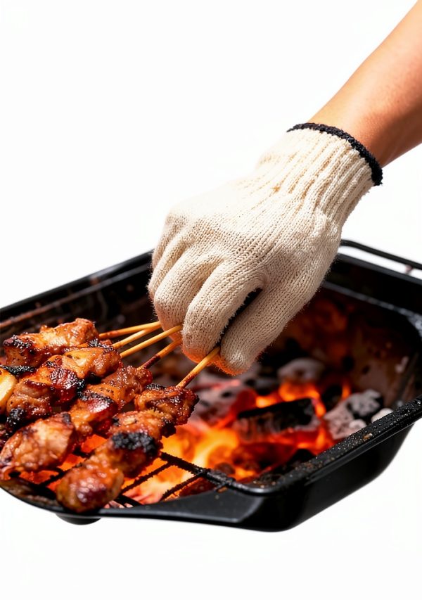 Oven Mitts, Heat Resistant Cotton Gloves for Kitchen, BBQ & Microwave, White-6