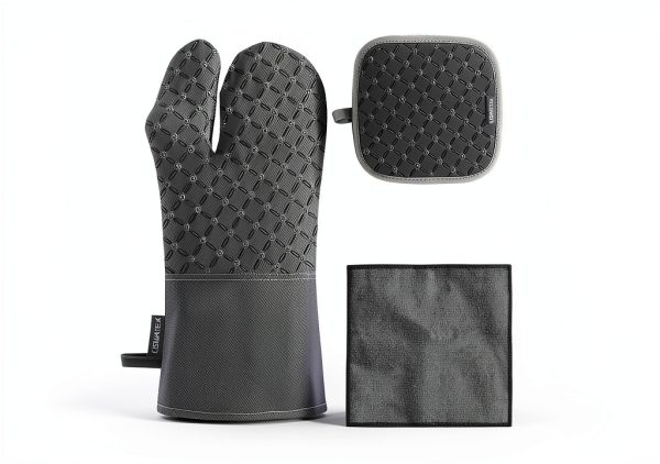 Oven Mitts Set USMATEK 6‑Piece Heat‑Resistant Silicone Gloves &-7