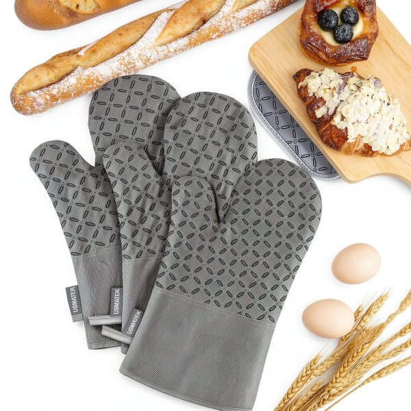 Oven Mitts Set USMATEK 6‑Piece Heat‑Resistant Silicone Gloves &-5
