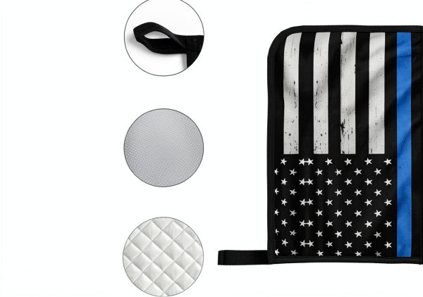 Thin Blue Line Flag Print Oven Mitts 4 Pack Black Ghjkfbf Gloves-5