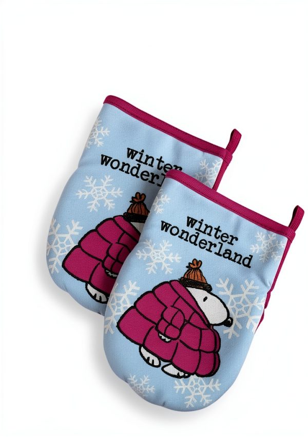 Christmas Theme Kitchen Mini Oven Mitts, 2pk-Heat Resistant Oven Gloves with Insulation Ideal for Handling Hot Kitchenware-Non-Slip Grip (Christmas Lights)-0