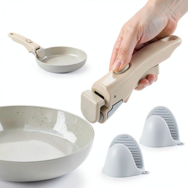 Detachable Pan Handle Mitts HKZTUY Cream White Space Saving Heat Safe-4