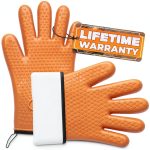 Silicone Oven Gloves for Hot Food Handling - Dual-Layer Silicone Gloves Heat Resistant & Oil Resistant with Inner Cotton Padding - Non-Slip Design for Grilling, Baking, Hot Tray, Smoker & Fryer Use-0