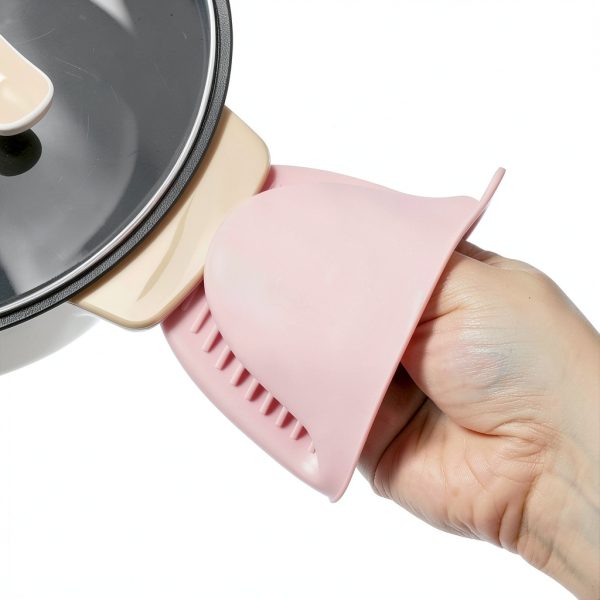 Mini Oven Gloves Silicone Heat Resistant Kitchen Gloves 1 Pair Black-4