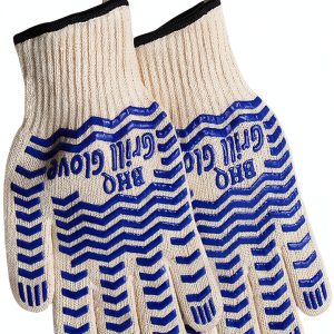 Oven Gloves CZSYZCZS Heat Resistant Silicone and Cotton Oven Mitts-0