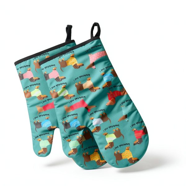 Dachshund Oven Mitts for Dachshund Lover,Heat Resistant Kitchen Gloves for Cooking Cooking, Grilling,Baking-2