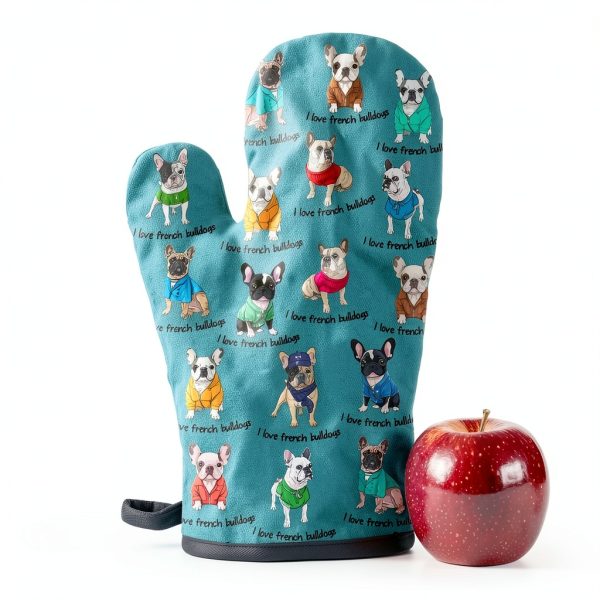 French Bulldog Oven Mitts by Lussues Nee Heat-Resistant Gloves Green-1