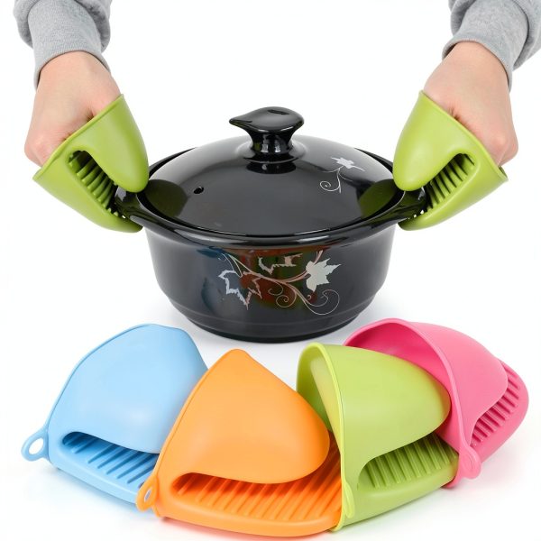 Mini Oven Gloves Silicone Heat Resistant Kitchen Gloves 1 Pair Black-2