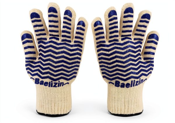 BBQ Grill Gloves Baelizin Heat Resistant Silicone Oven Mitts Blue-0