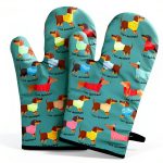 Dachshund Oven Mitts for Dachshund Lover,Heat Resistant Kitchen Gloves for Cooking Cooking, Grilling,Baking-0