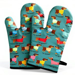 Dachshund Oven Mitts for Dachshund Lover,Heat Resistant Kitchen Gloves for Cooking Cooking, Grilling,Baking-0