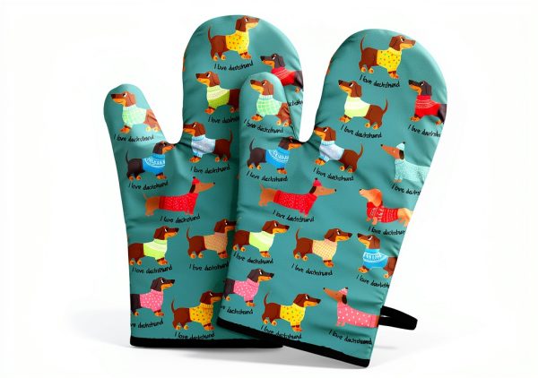 Dachshund Oven Mitts for Dachshund Lover,Heat Resistant Kitchen Gloves for Cooking Cooking, Grilling,Baking-0