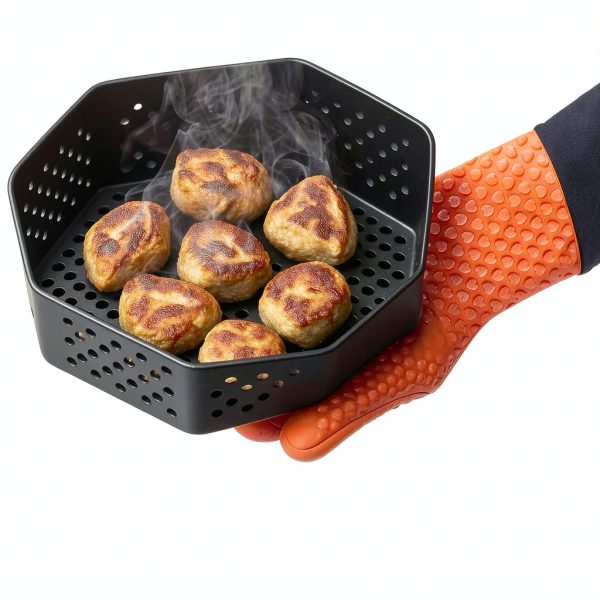 Orange Heat Resistant Oven Gloves FSZ Creationz Silicone Non‑Slip Mitt-2