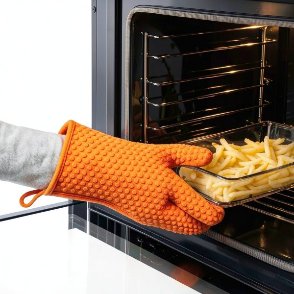 Orange Heat Resistant Oven Gloves FSZ Creationz Silicone Non‑Slip Mitt-4
