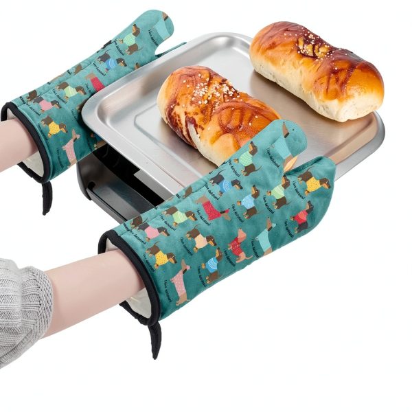 Dachshund Oven Mitts for Dachshund Lover,Heat Resistant Kitchen Gloves for Cooking Cooking, Grilling,Baking-3