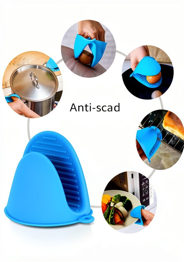 Heat Resistant Silicone Microwave Gloves Non‑Slip Grip Black-4
