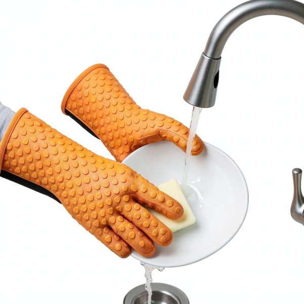 Orange Heat Resistant Oven Gloves FSZ Creationz Silicone Non‑Slip Mitt-7