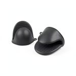 Mini Oven Gloves Silicone Heat Resistant Kitchen Gloves 1 Pair Black-0