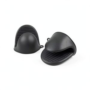 Mini Oven Gloves Silicone Heat Resistant Kitchen Gloves 1 Pair Black-0
