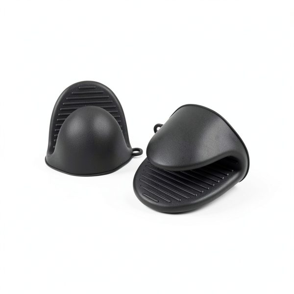 Mini Oven Gloves Silicone Heat Resistant Kitchen Gloves 1 Pair Black-0