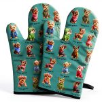 Yorkie Oven Mitts Green Heat Resistant Kitchen Gloves by Lussues Nee-0